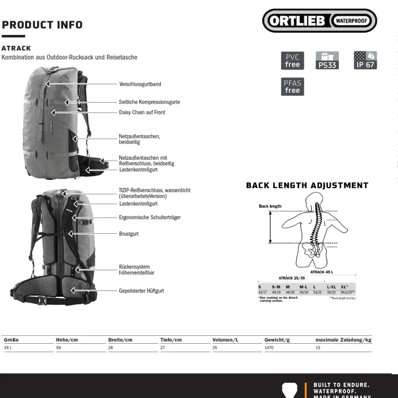 Atrack 35 l Outdoor-Rucksack dark sand