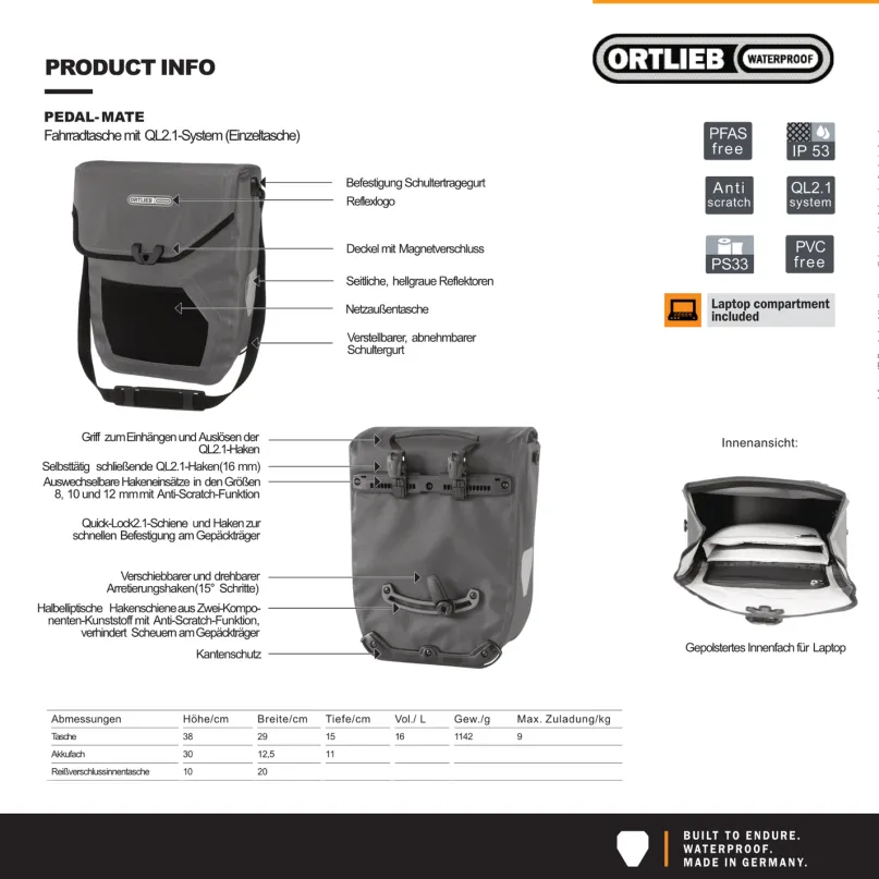 Pedal-Mate Fahrradtasche braun