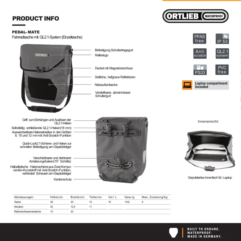Pedal-Mate Fahrradtasche schwarz