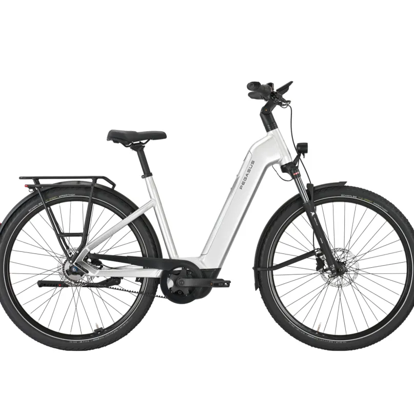 Premio EVO 5F Belt E-Bike Trekkingrad Tiefeinsteiger 28" silber