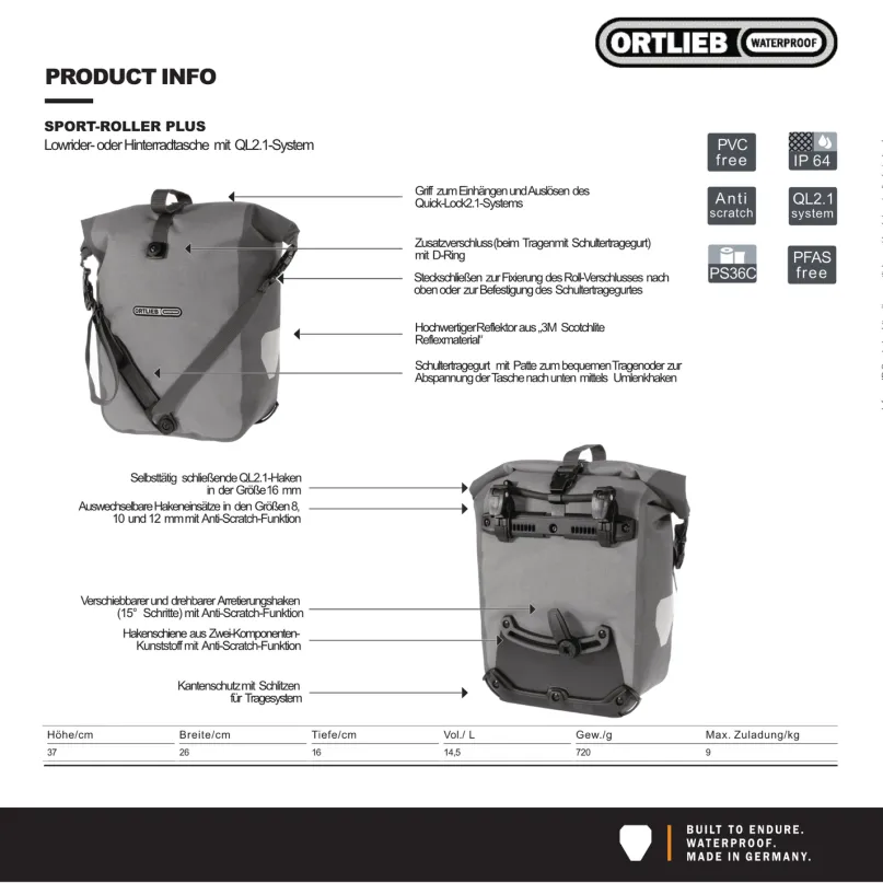 Sport-Roller Plus Fahrradtasche schwarz