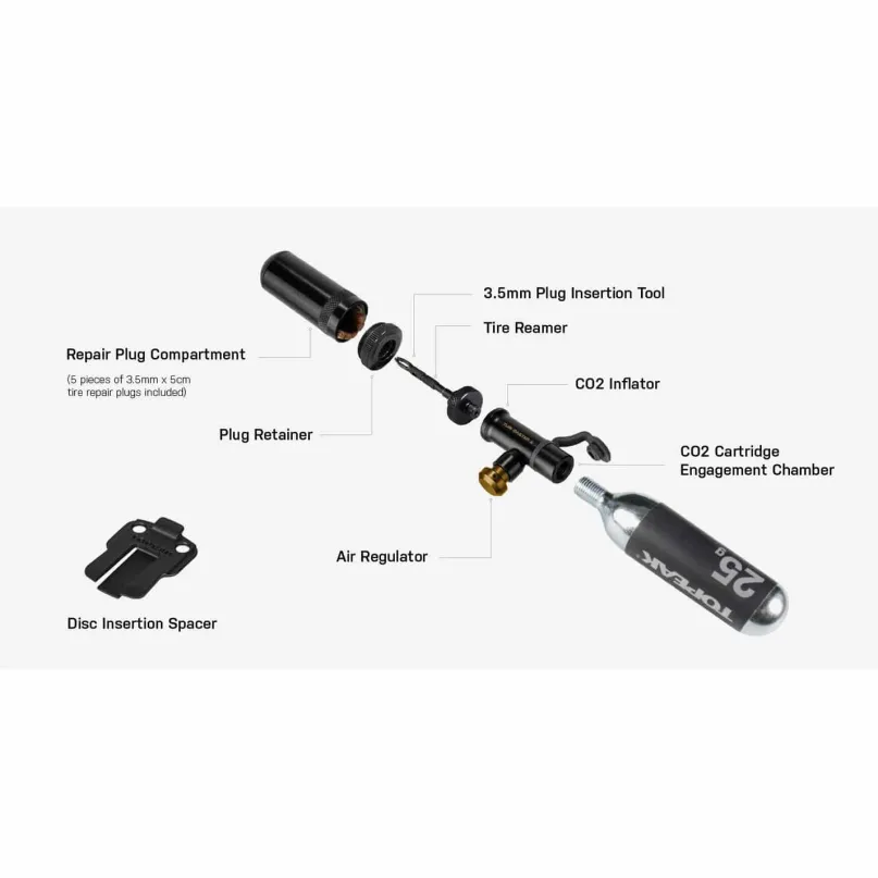Tubi Master X Kartuschenpumpe inkl. Tubeless-Reparaturset & CO2-Kartusche