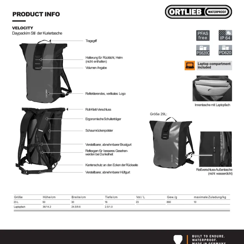 Velocity 23 L Fahrradrucksack blau